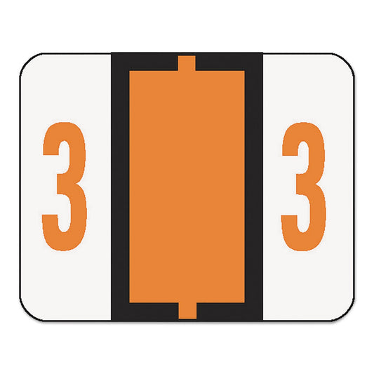 Smead Numerical End Tab File Folder Labels, 3, 1 x 1.25, White, 500/Roll