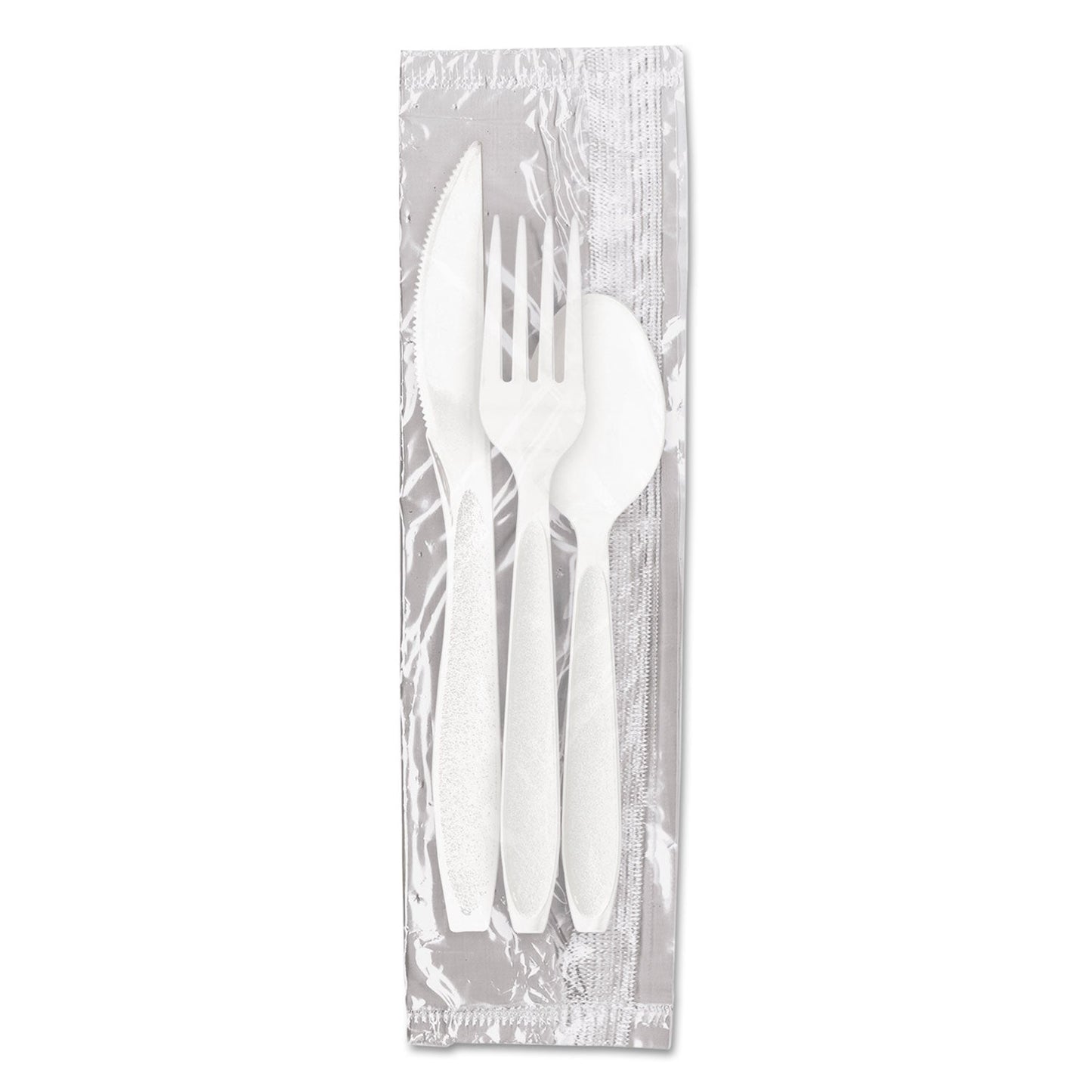 Dart Reliance Mediumweight Cutlery Kit, Knife/Fork/Spoon, White, 500 Kits/Carton