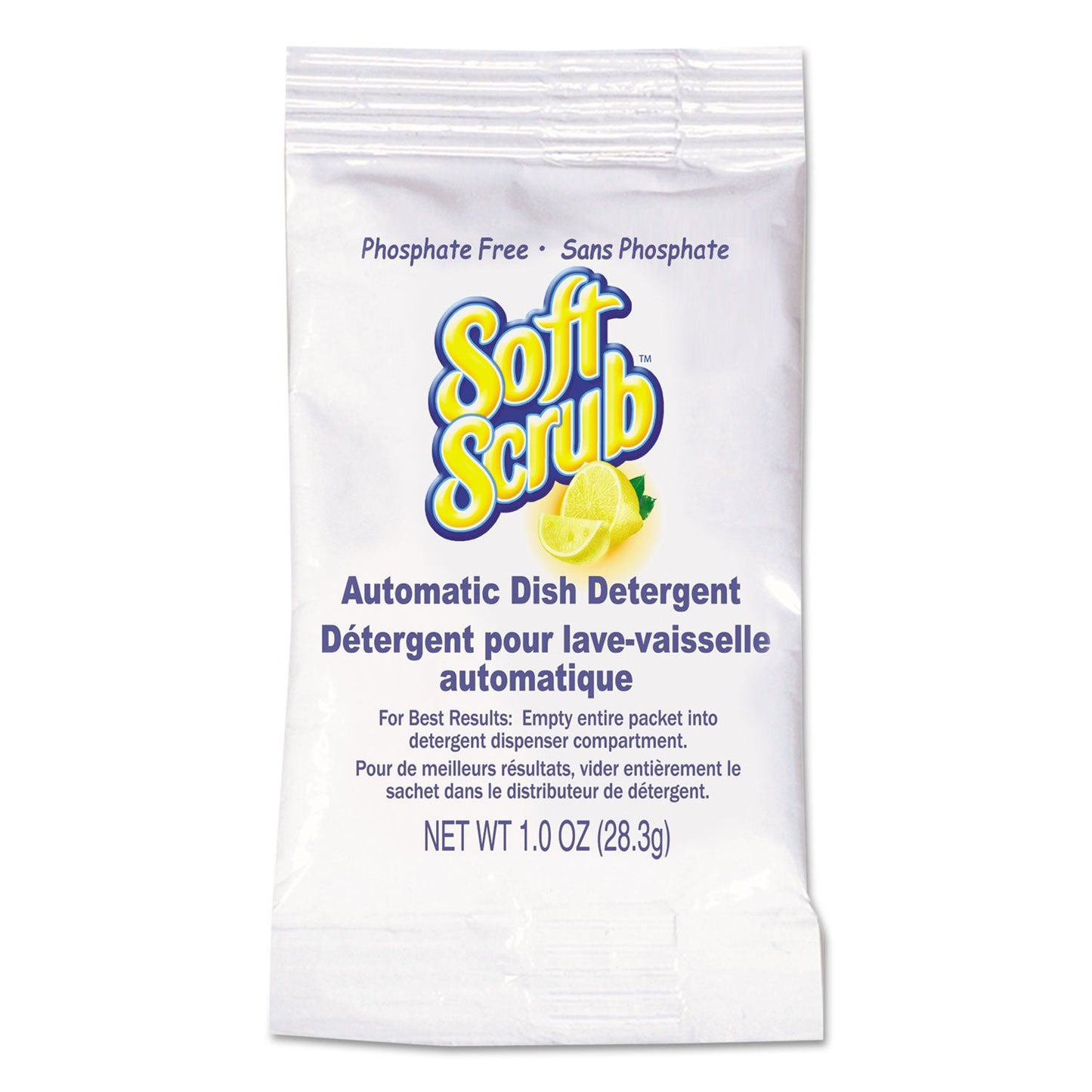 Soft Scrub Automatic Dish Detergent, Lemon Scent, Powder, 1 oz. Packet, 200/Carton