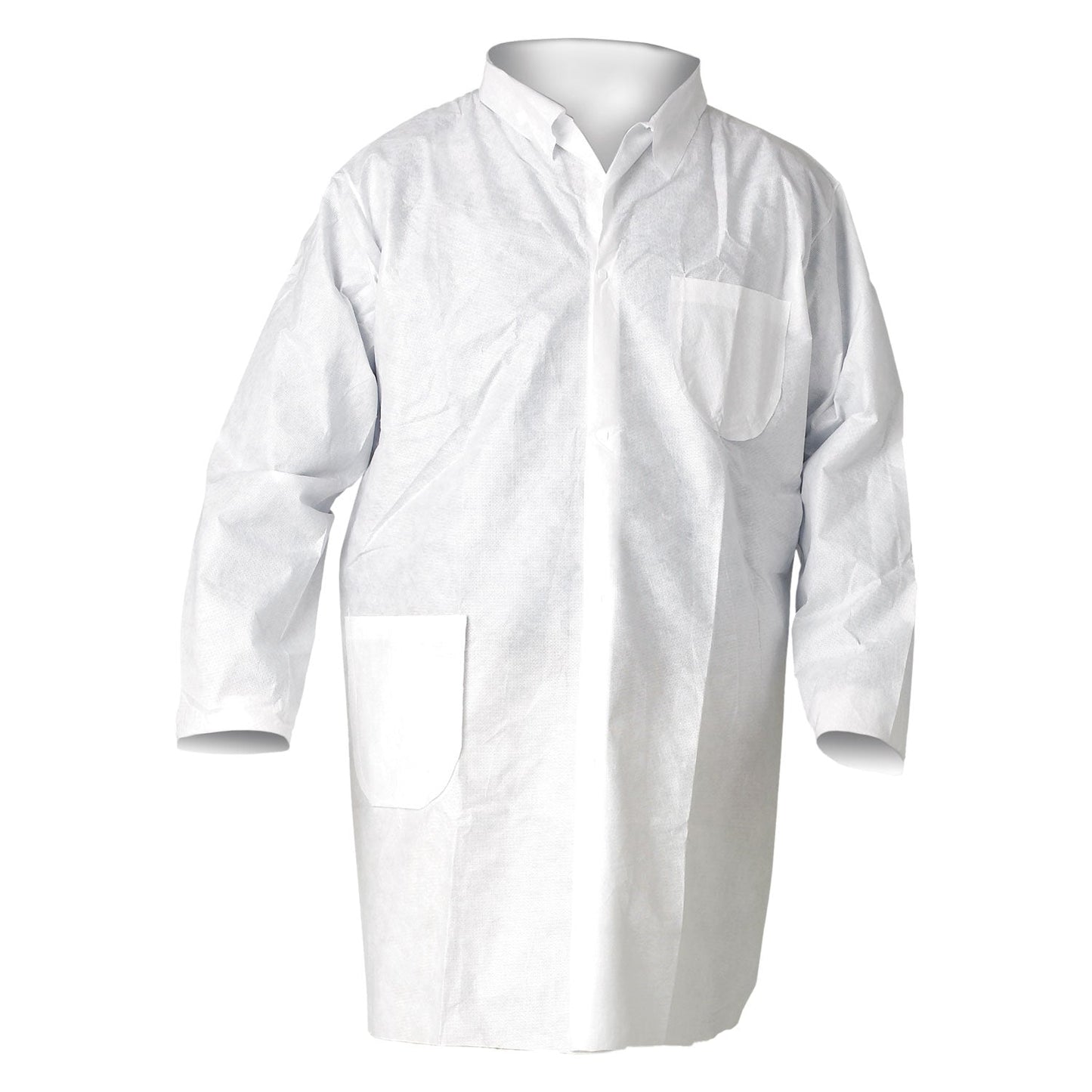 KleenGuard A20 Breathable Particle Protection Lab Coats, Snap Closure/Open Wrists/Pockets, X-Large, White, 25/Carton
