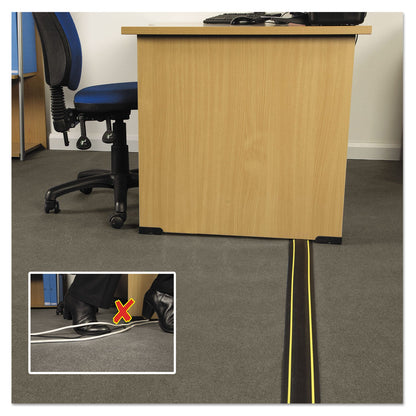 D-Line Medium-Duty Floor Cable Cover, 3.25 x 0.5 x 6 ft, Black with Yellow Stripe
