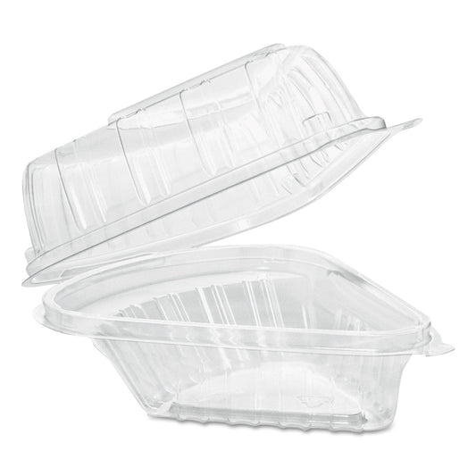 Dart Showtime Clear Hinged Containers, Pie Wedge, 6.67 oz, 6.1 x 5.6 x 3, Clear, Plastic, 125/Pack, 2 Packs/Carton