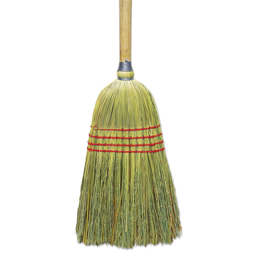 Boardwalk Upright Corn/Fiber Broom, Plastic Bristles, 56" Overall Length, Natural, 6/Carton