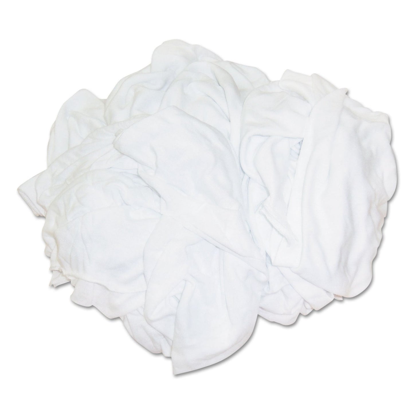 HOSPECO New Bleached White T-Shirt Rags, Multi-Fabric, 25 lb Polybag