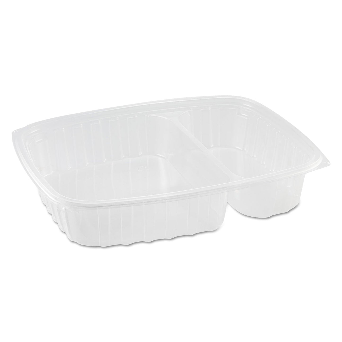 Dart StayLock Clear Hinged Lid Containers, 3-Compartment, 8.6 x 9 x 3, Clear, Plastic, 100/Packs, 2 Packs/Carton
