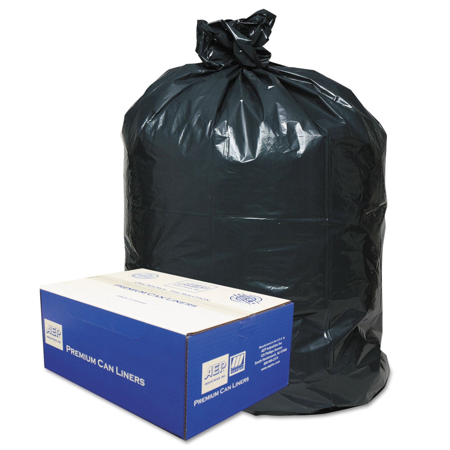 Classic Linear Low-Density Can Liners, 56 gal, 0.9 mil, 43" x 47", Black, 100/Carton