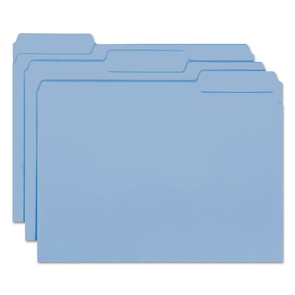 Smead Interior File Folders, 1/3-Cut Tabs: Assorted, Letter Size, 0.75" Expansion, Blue, 100/Box