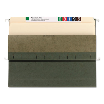 Smead Hanging Pockets with Full-Height Gusset, 1 Section, 1.75" Capacity, Letter Size, Straight Tabs, Standard Green, 25/Box