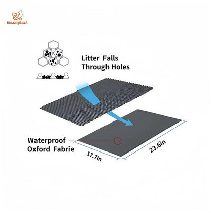 [Bb]Cat Litter Mat Double Layer Waterproof , Upgrade Waterproof Leakproof Back Layer, Honeycomb Trapping Mat, Washable, Easy to Clean, Scatter Control Kitty Litter Matt, Grey
