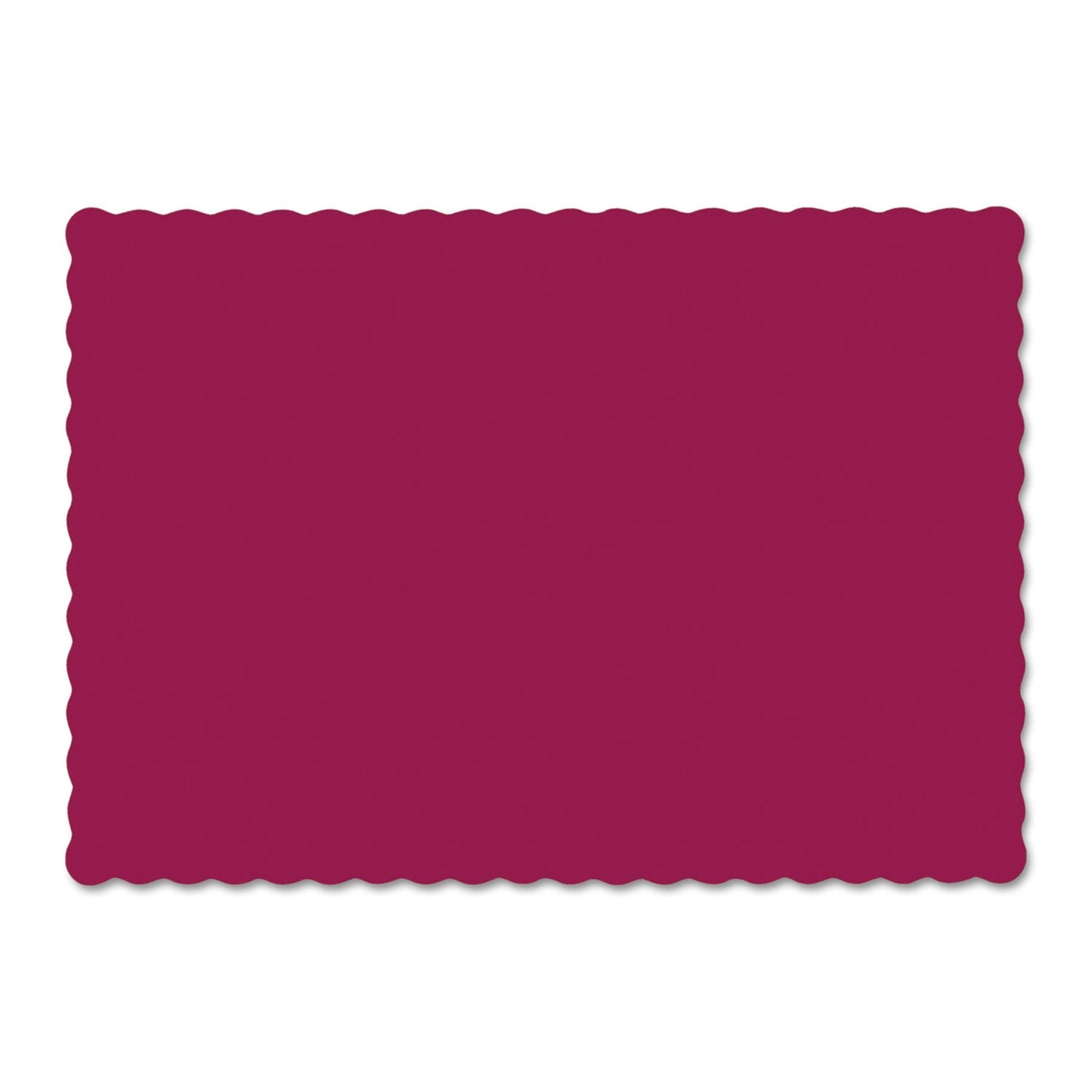Hoffmaster Solid Color Scalloped Edge Placemats, 9.5 x 13.5, Burgundy, 1,000/Carton
