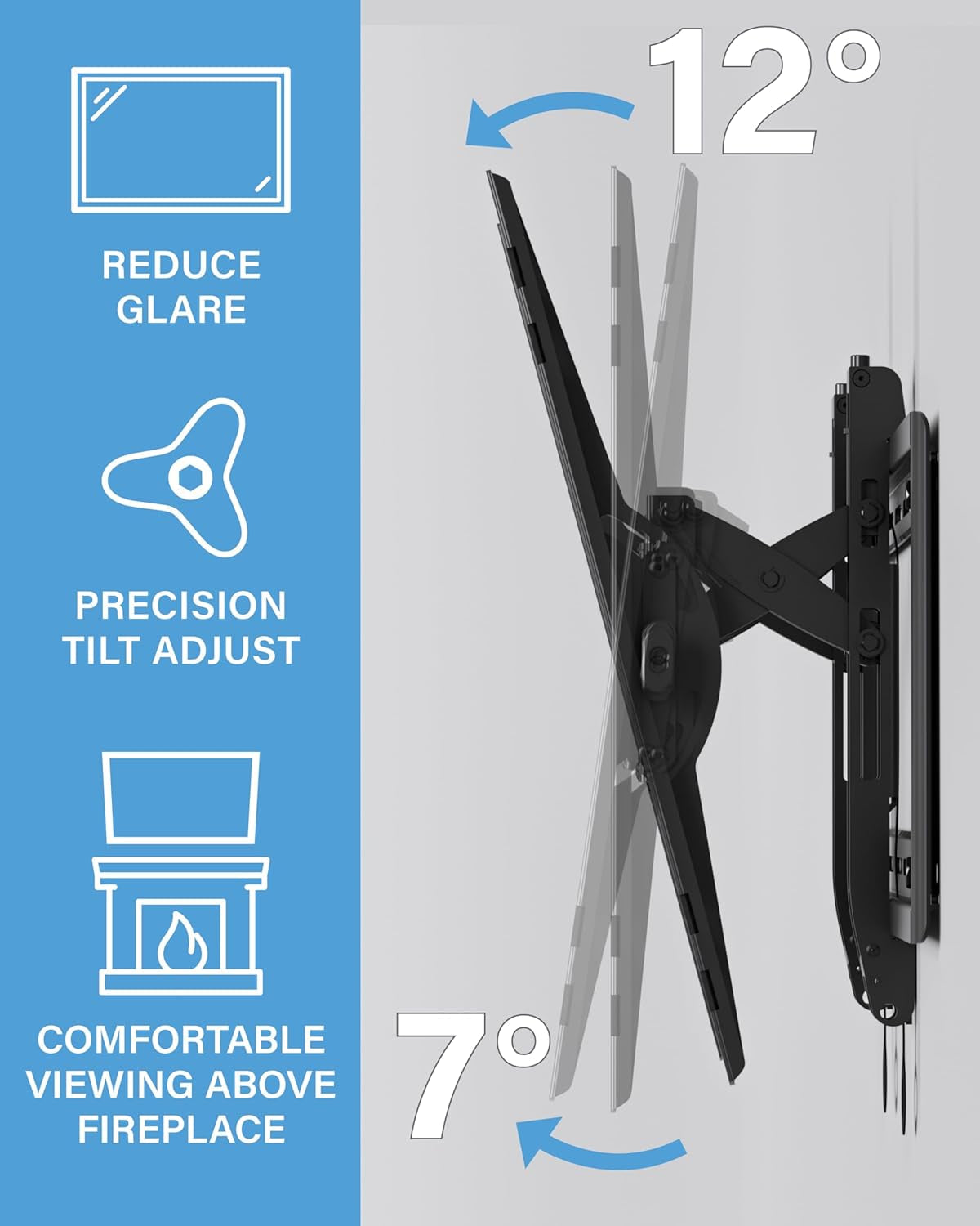 SANUS Preferred Extendable Tilt TV Wall Mount for 42 to 90 Inch Screens up to 150Lbs - 5.7” Extension Provides Max 12 Deg Tilt to Reduce Glare - Easy DIY Install W/Included Hardware - SLT4-B1