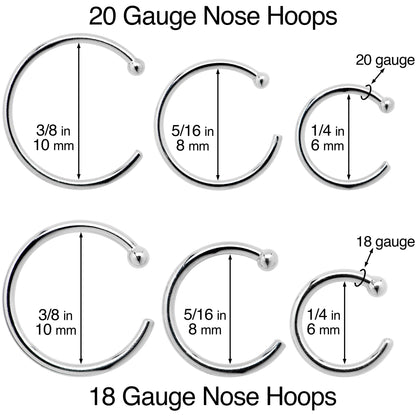 20G 3/8 Solid 14K Yellow Gold Nose Hoop