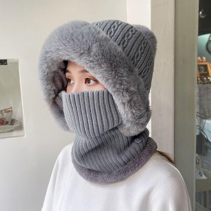 Women'S Winter Knitted Balaclava, Warm Full Face Coverage Beanie with Ear Flaps and Neck Gaiter, Stylish Ski Mask for Cold Weather Outdoor Activities