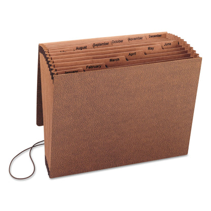 Smead TUFF Expanding Wallet, 12 Sections, Elastic Cord Closure, 1/6-Cut Tabs, Letter Size, Redrope
