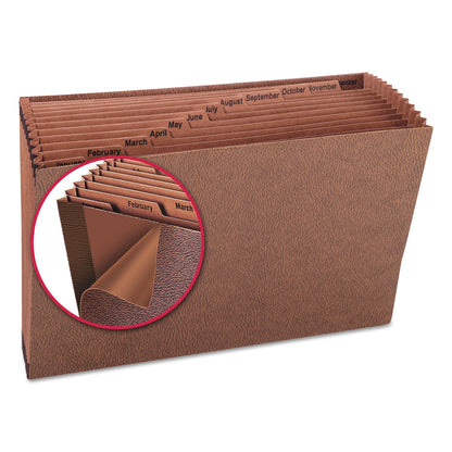 Smead TUFF Expanding Open-Top Stadium File, 12 Sections, 1/12-Cut Tabs, Legal Size, Redrope