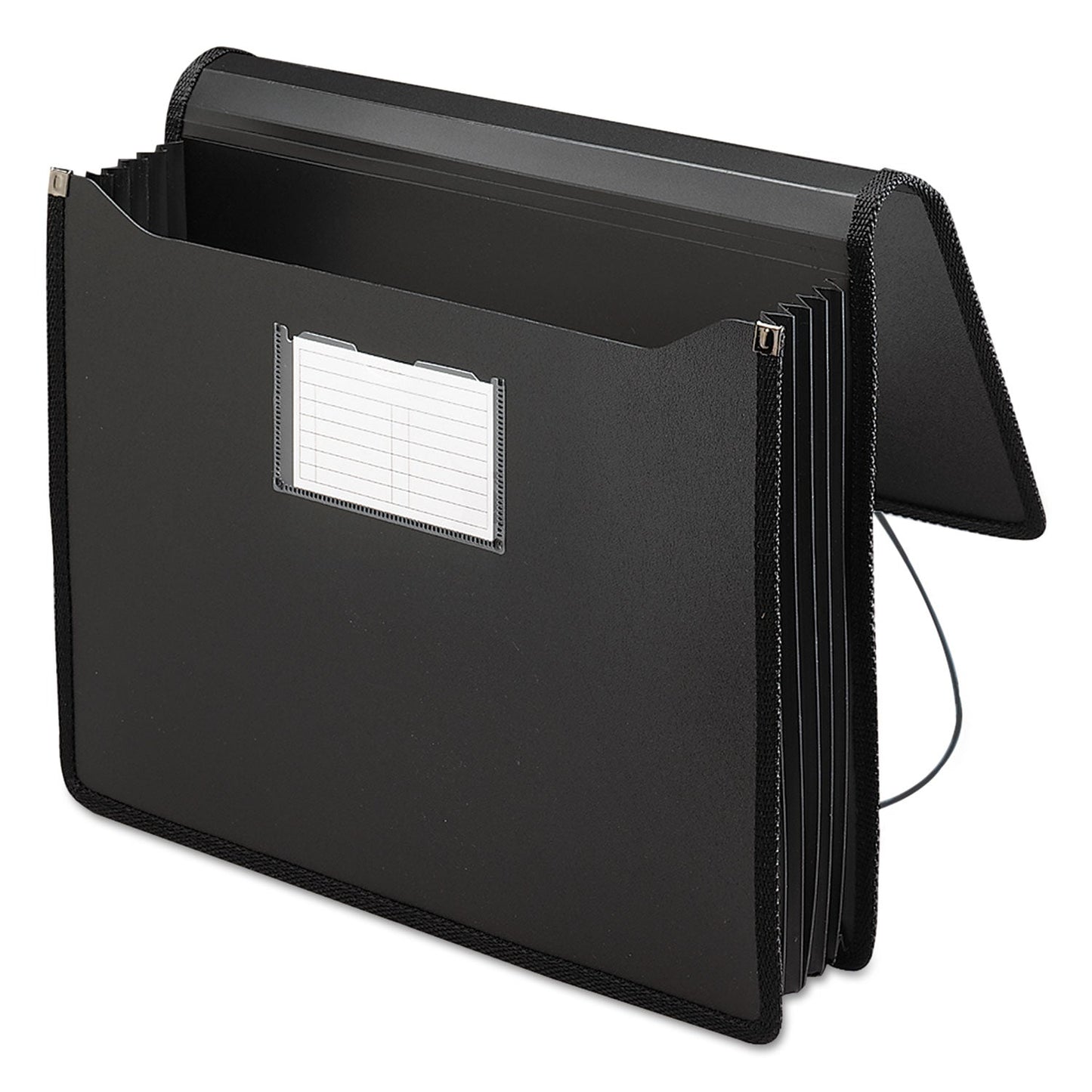 Smead Poly Premium Wallets, 5.25" Expansion, 1 Section, Elastic Cord Closure, Letter Size, Black