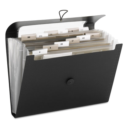 Smead Step Index Organizer, 12 Sections, Cord/Hook Closure, 1/6-Cut Tabs, Letter Size, Black