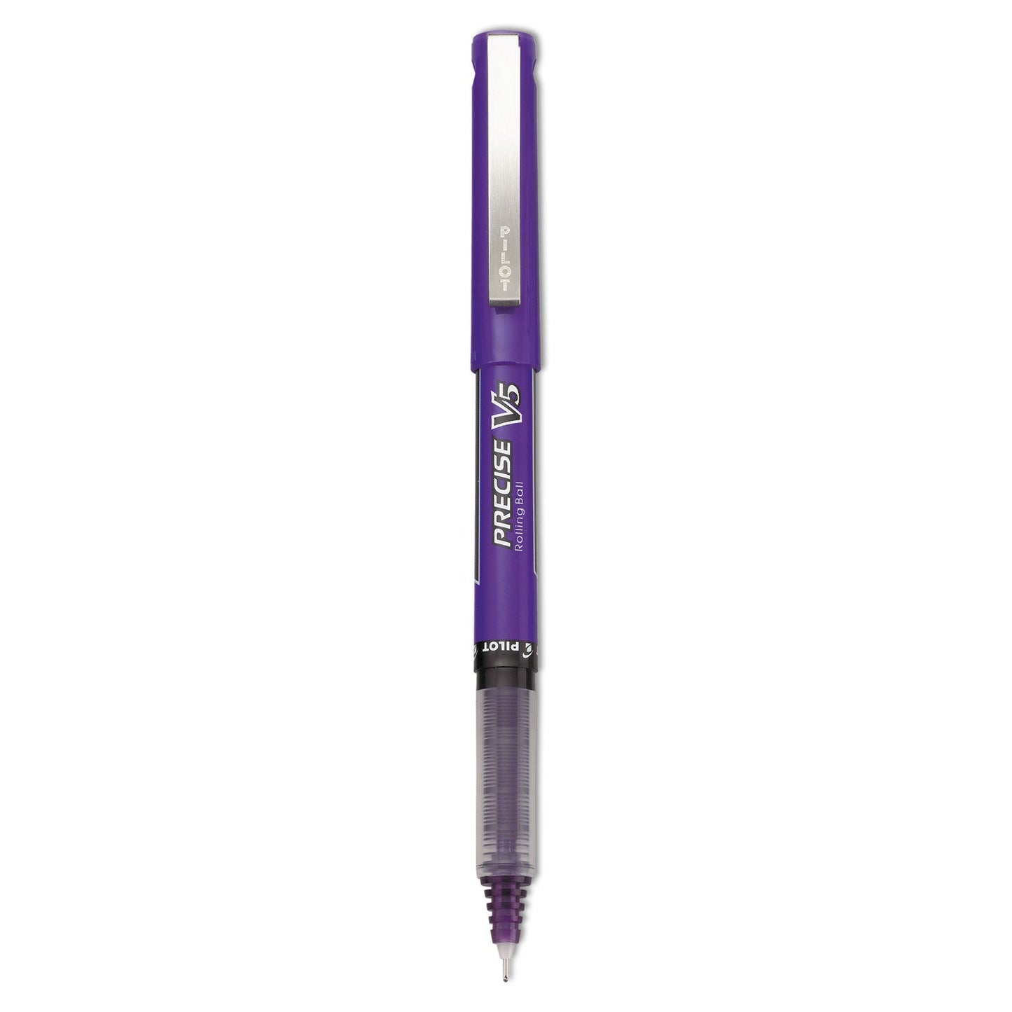 Pilot Precise V5 Roller Ball Pen, Stick, Extra-Fine 0.5 mm, Purple Ink, Purple Barrel, Dozen
