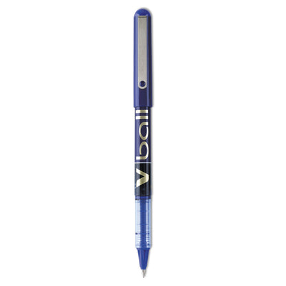 Pilot VBall Liquid Ink Roller Ball Pen, Stick, Fine 0.7 mm, Blue Ink, Blue Barrel, Dozen