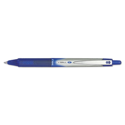 Pilot VBall RT Liquid Ink Roller Ball Pen, Retractable, Fine 0.7 mm, Blue Ink, Blue/White Barrel