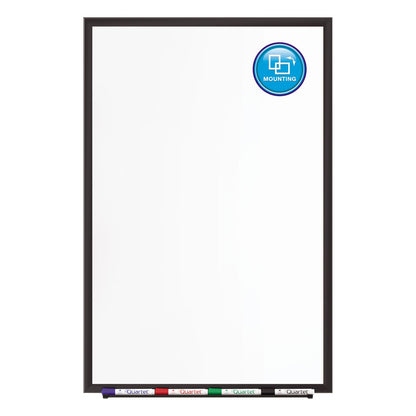 Quartet Classic Porcelain Magnetic Whiteboard, 36 x 24, Black Aluminum Frame