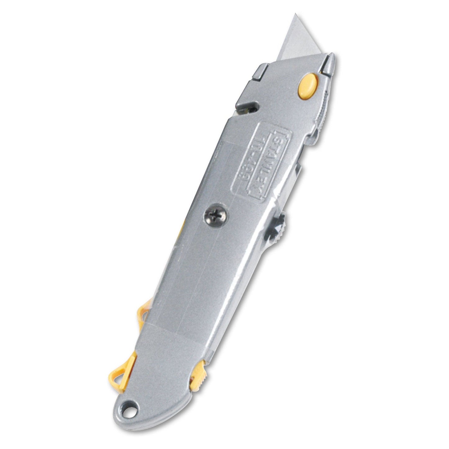 Stanley Quick-Change Utility Knife with Retractable Blade and Twine Cutter, 6" Metal Handle, Gray, 6/Box