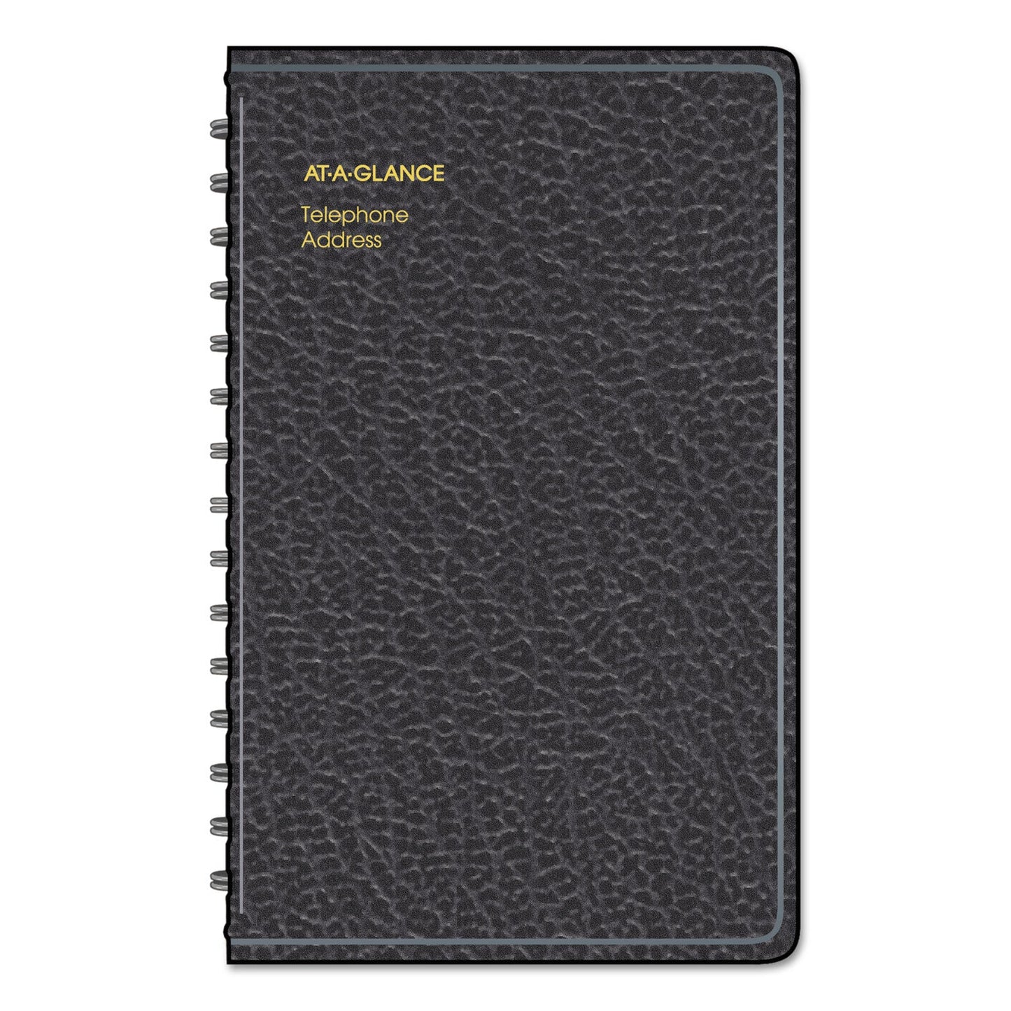 AT-A-GLANCE Telephone/Address Book, 4.78 x 8, Black Simulated Leather, 100 Sheets