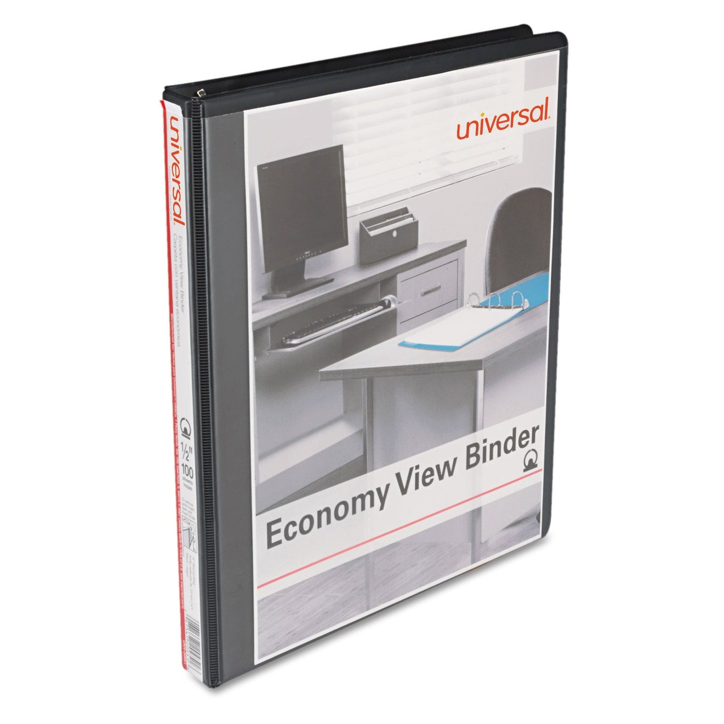 Universal Economy Round Ring View Binder, 3 Rings, 0.5" Capacity, 11 x 8.5, Black