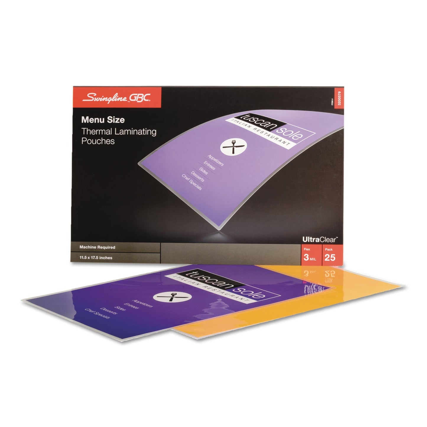 GBC UltraClear Thermal Laminating Pouches, 3 mil, 11.5" x 17.5", Gloss Clear, 25/Pack