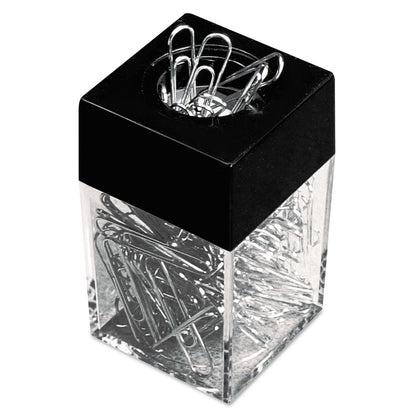 Universal Paper Clips with (1) Magnetic-Top Desktop Dispenser, #2, Smooth, Silver, 100 Clips/Pack, 12 Packs/Box