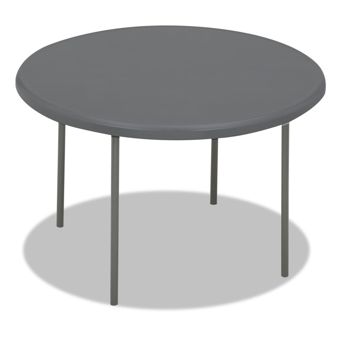 Iceberg IndestrucTable Classic Folding Table, Round Top, 200 lb Capacity, 48" Diameter x 29h, Charcoal