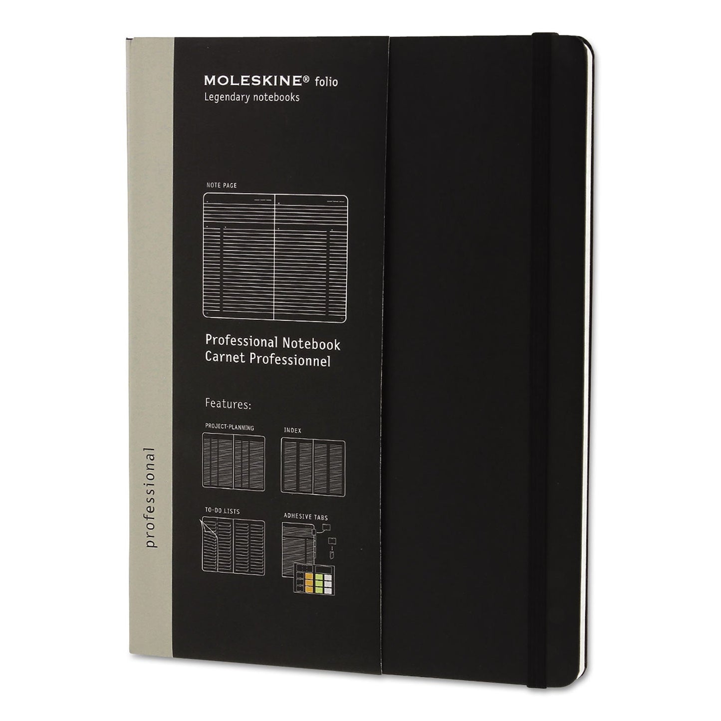 Moleskine Professional Notebook, Hardcover, 1 Subject, Narrow Rule, Black Cover, 9.75 x 7.5, 192 Sheets