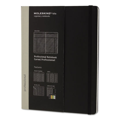 Moleskine Professional Notebook, Hardcover, 1 Subject, Narrow Rule, Black Cover, 9.75 x 7.5, 192 Sheets