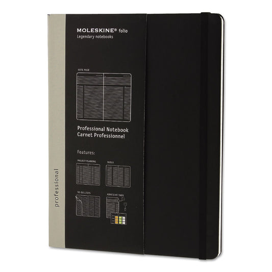 Moleskine Professional Notebook, Hardcover, 1 Subject, Narrow Rule, Black Cover, 9.75 x 7.5, 192 Sheets