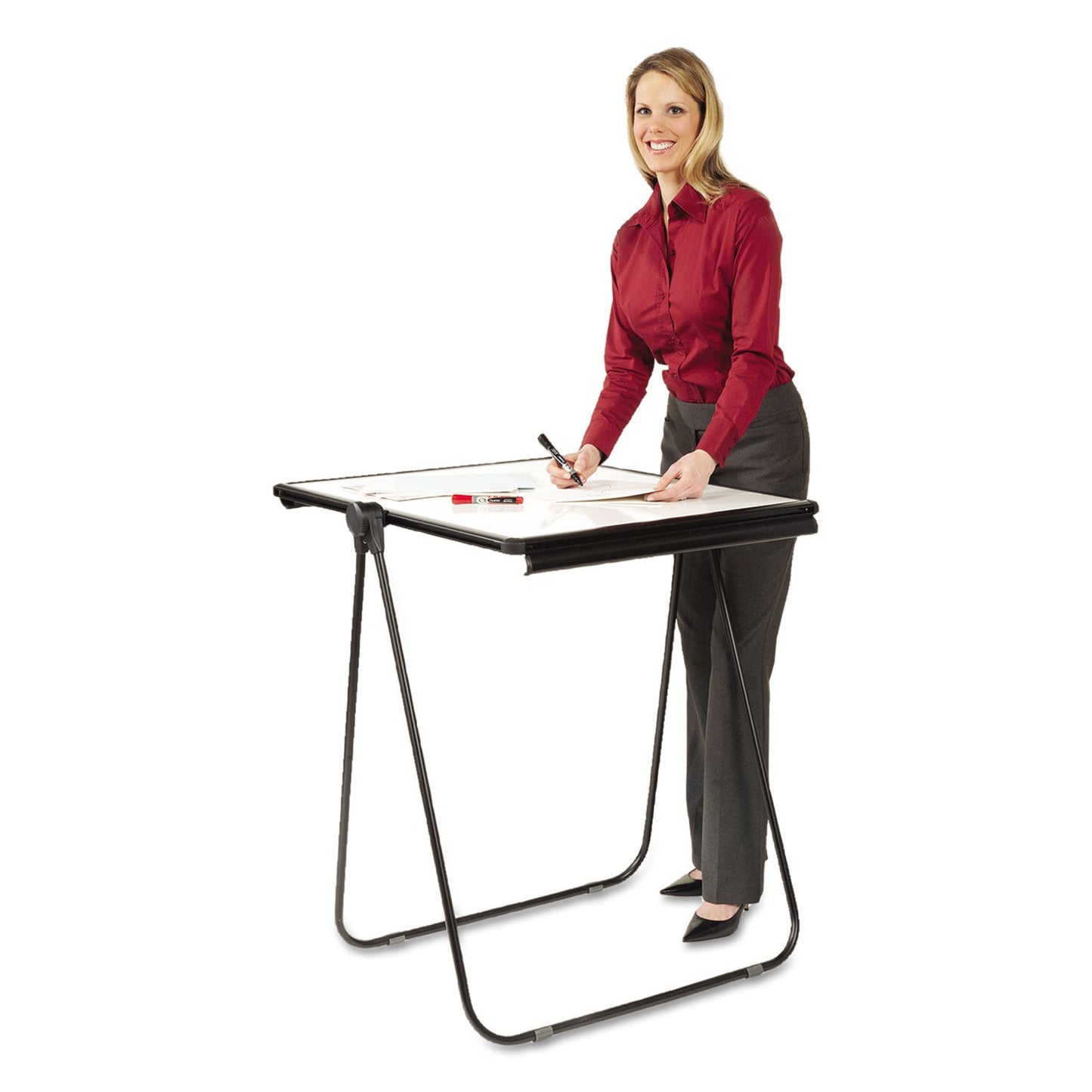 Quartet Ultima Presentation Easel, 27 x 34, White Surface, Black Frame