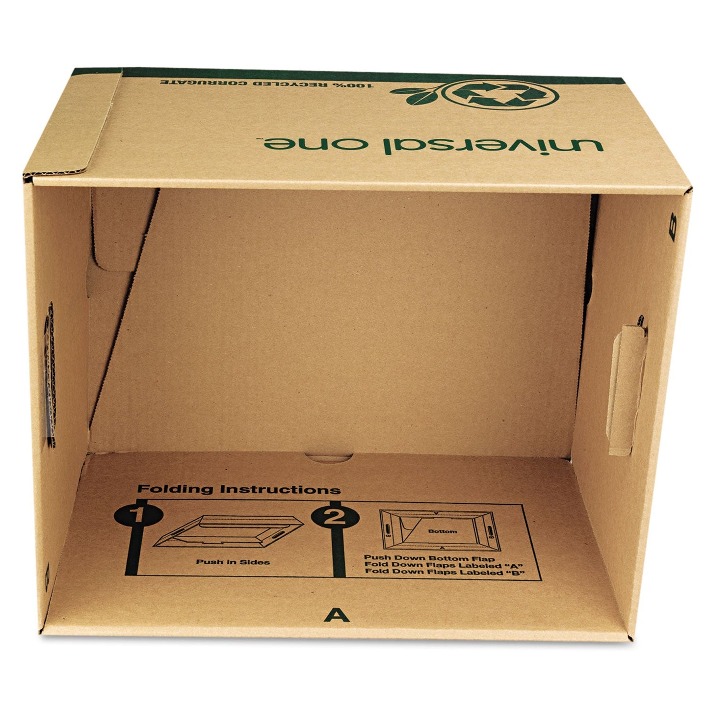 Universal Recycled Heavy-Duty Record Storage Box, Letter/Legal Files, Kraft/Green, 12/Carton