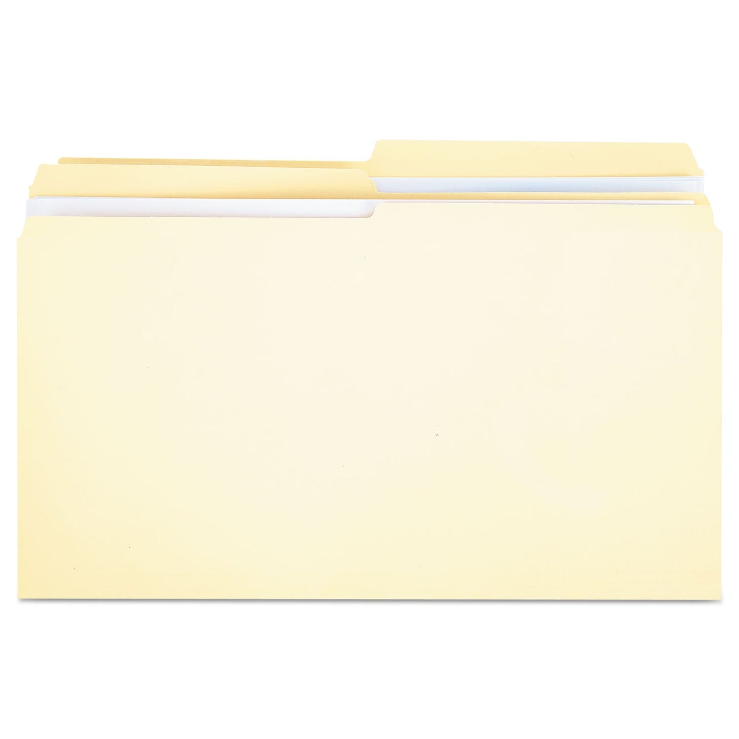 Universal Double-Ply Top Tab Manila File Folders, 1/2-Cut Tabs: Assorted, Legal Size, 0.75" Expansion, Manila, 100/Box