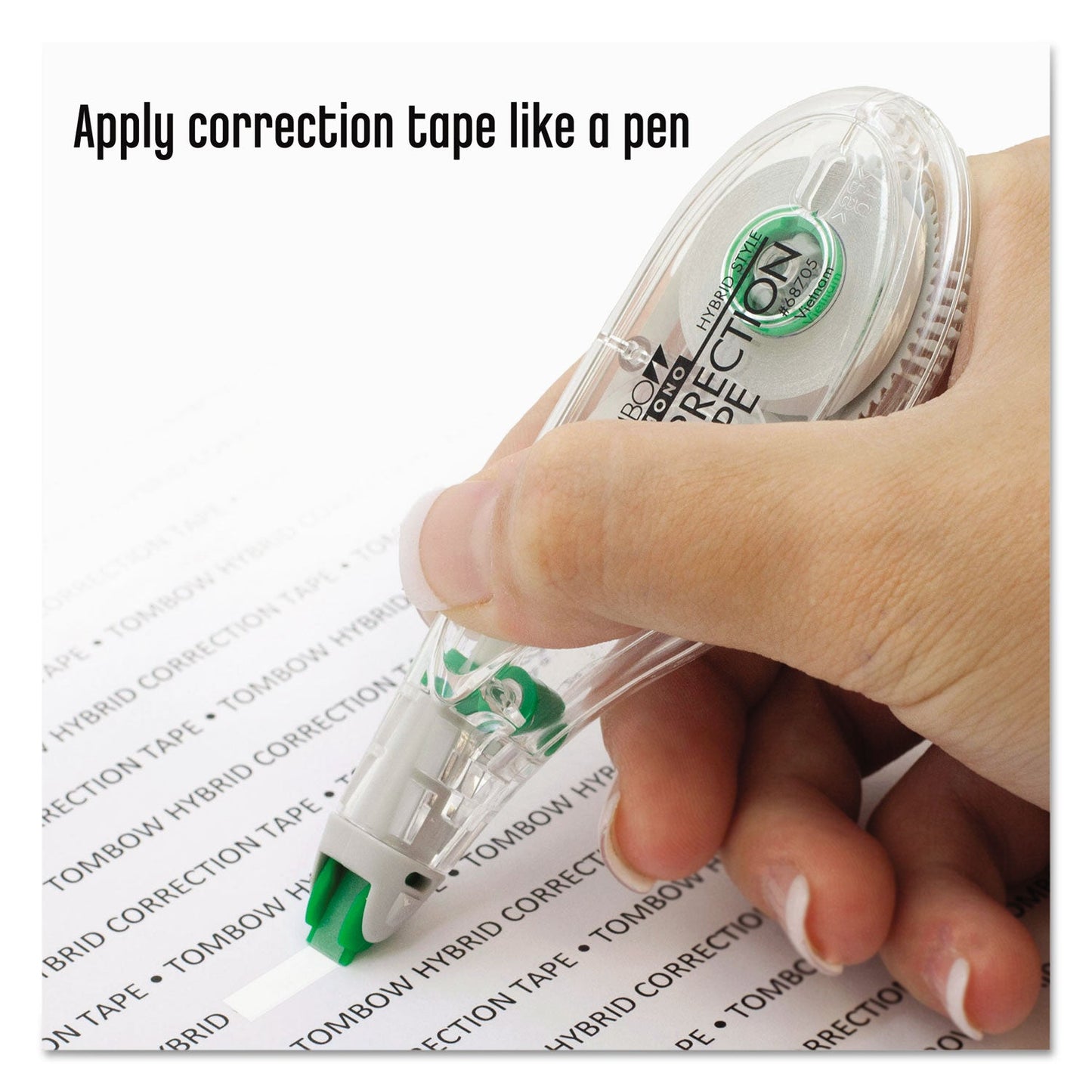 Tombow MONO Hybrid Style Correction Tape, Non-Refillable, Clear Applicator, 0.17" x 394", 10/Pack