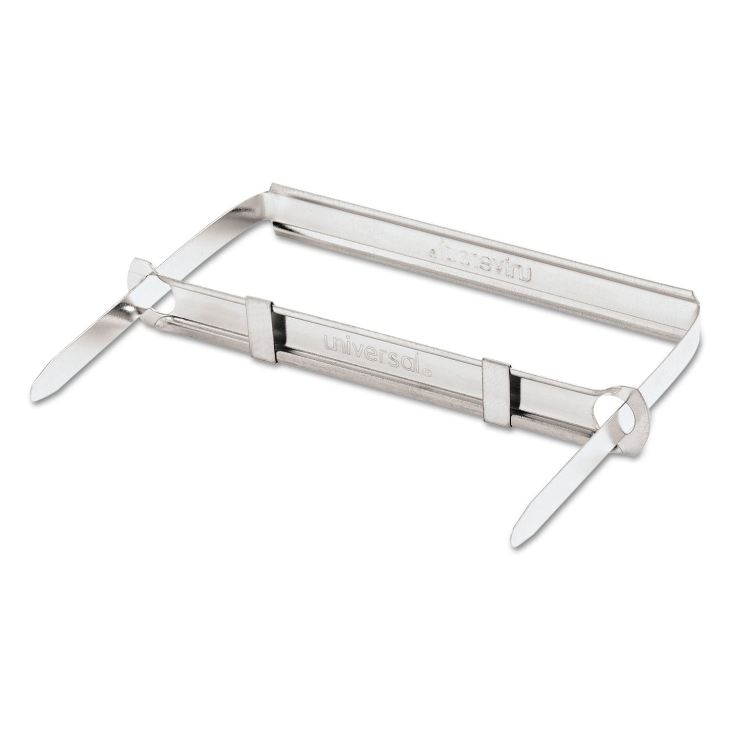 Universal Two-Piece Two-Prong Paper Fastener Base and Compressor Sets, 2" Capacity, 2.75" Center to Center, Silver, 50/Box