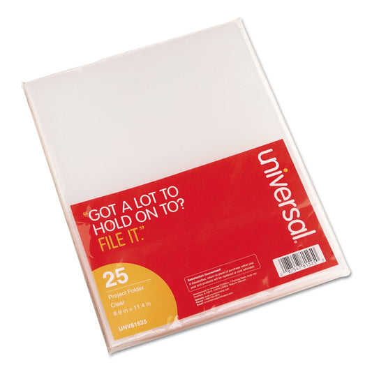 Universal Project Folders, Letter Size, Clear, 25/Pack