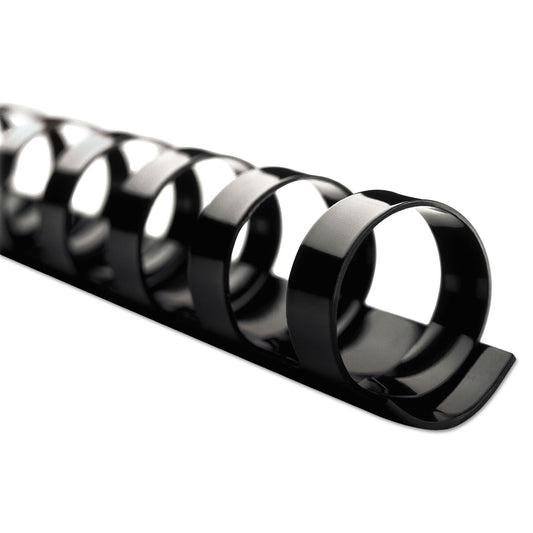 GBC CombBind Standard Spines, 1/4" Diameter, 25 Sheet Capacity, Black, 100/Box
