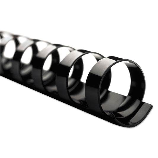 GBC CombBind Standard Spines, 1" Diameter, 225 Sheet Capacity, Black, 100/Box