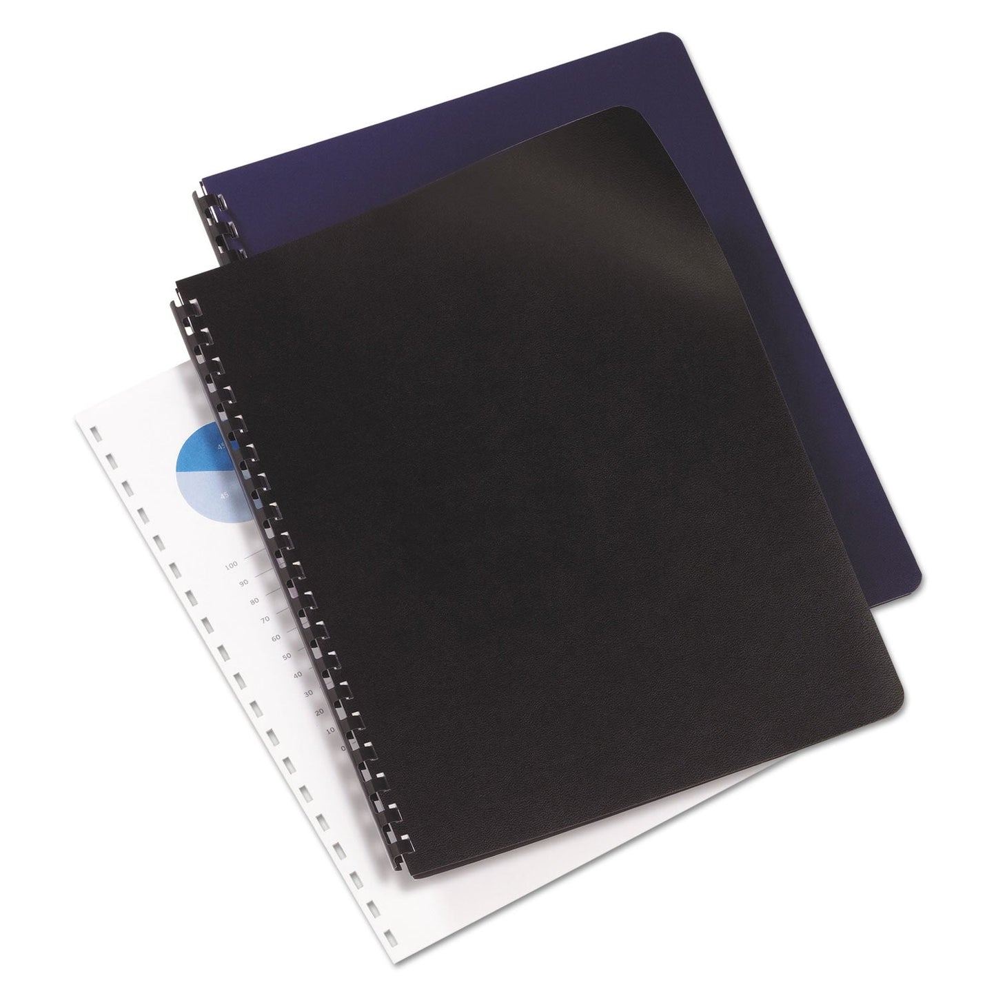 GBC Leather-Look Presentation Covers for Binding Systems, Black, 11 x 8.5, Unpunched, 200 Sets/Box