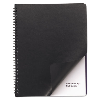 GBC Leather-Look Presentation Covers for Binding Systems, Black, 11.25 x 8.75, Unpunched, 100 Sets/Box