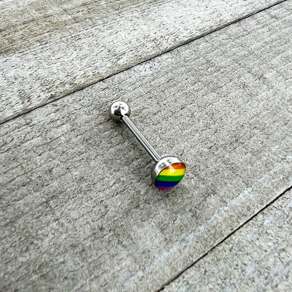 Surgical Steel RAINBOW Gay Pride Barbell