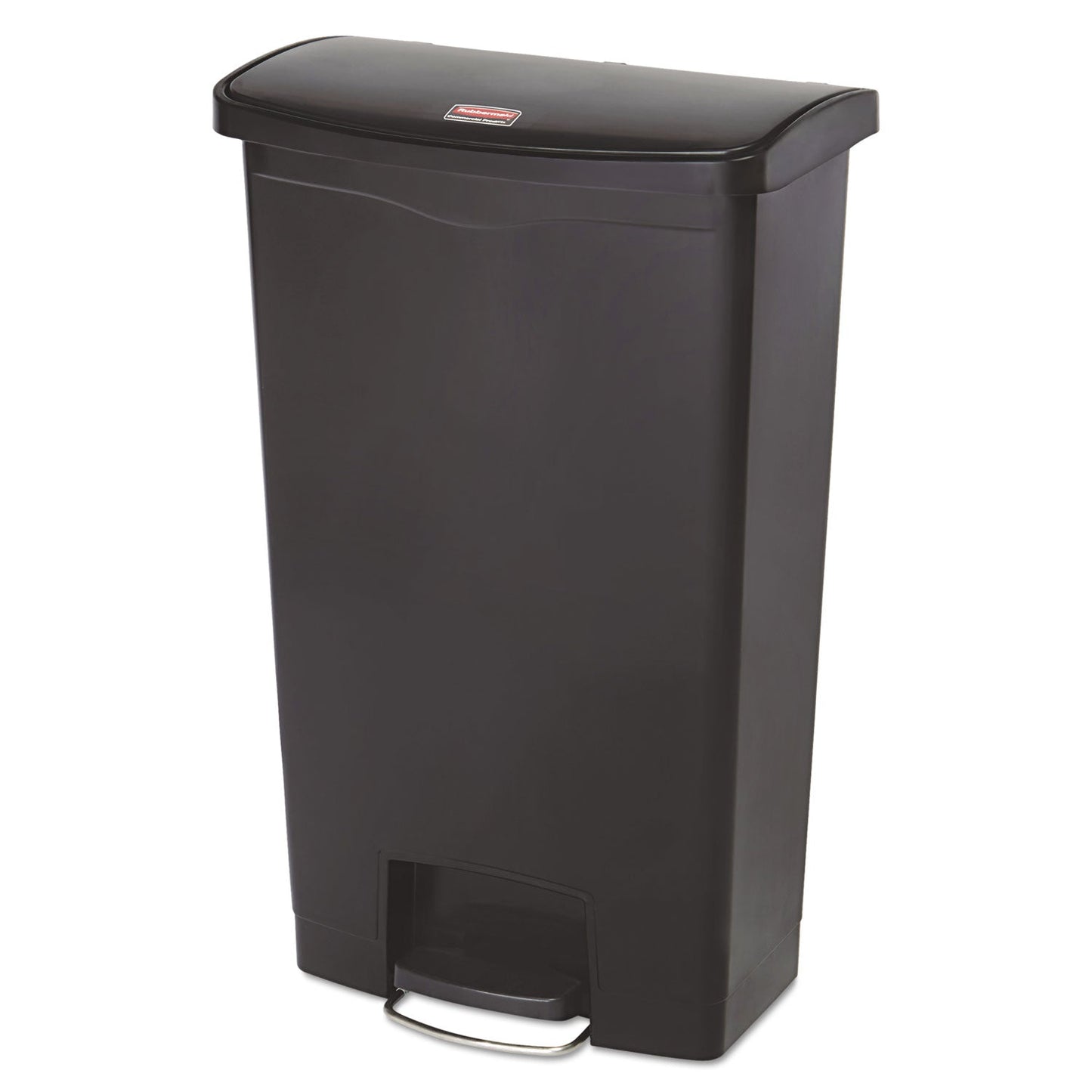 Rubbermaid Slim Jim Resin Step-On Container, Front Step Style, 18 gal, Black