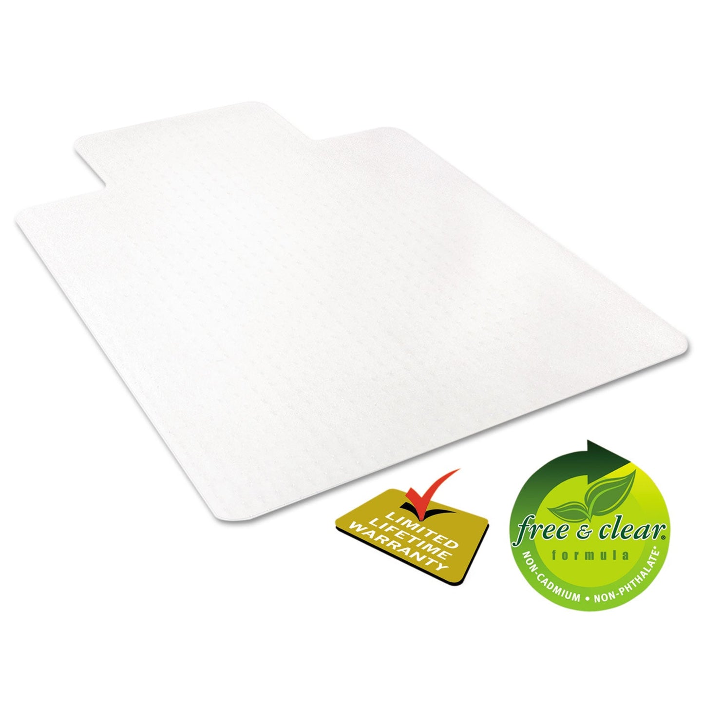 deflecto EconoMat Occasional Use Chair Mat, Low Pile Carpet, Flat, 36 x 48, Lipped, Clear