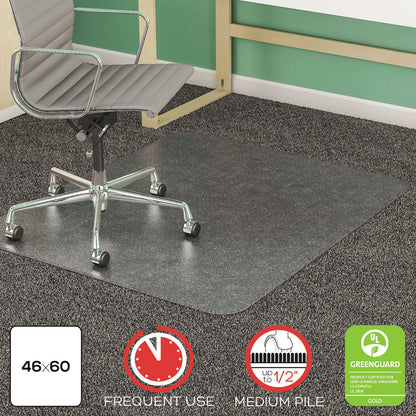 deflecto SuperMat Frequent Use Chair Mat, Medium Pile Carpet, Flat, 46 x 60, Rectangle, Clear