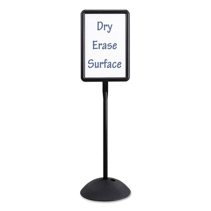 Safco Double Sided Sign, Magnetic/Dry Erase Steel, 18 x 18, White, Black Frame