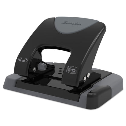 Swingline 20-Sheet SmartTouch Two-Hole Punch, 9/32" Holes, Black/Gray